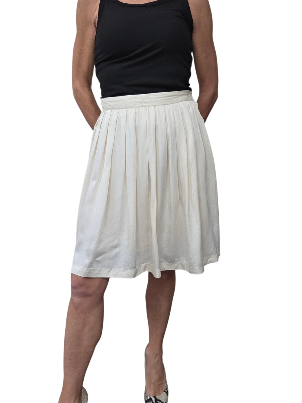 Vintage 90s Silk Skirt Cream A Line Mini Sils Mara Size M